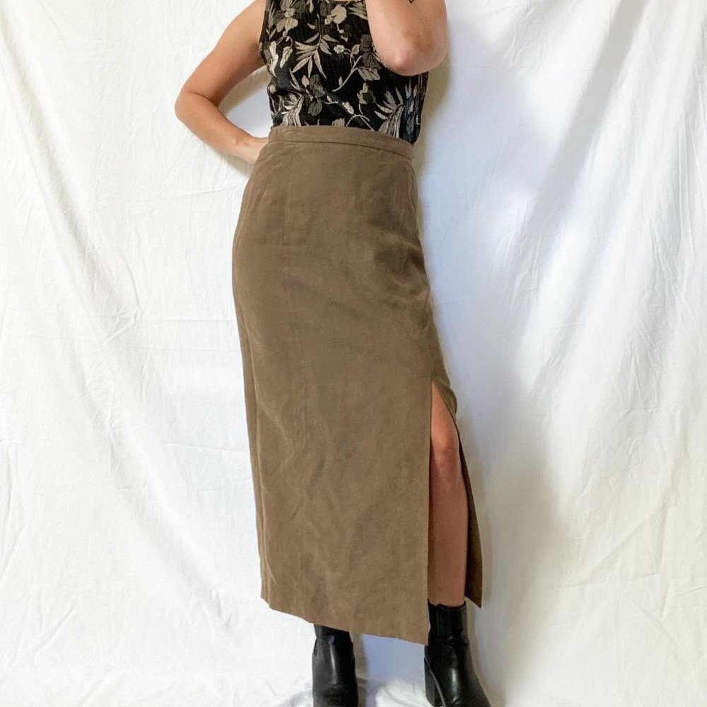 Olive Suede-esque Skirt